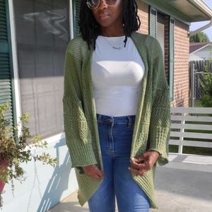 Olive Green Netted Cardigan